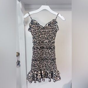 FINAL PRICE  Vintage Havana Smocked  Cheetah Dress